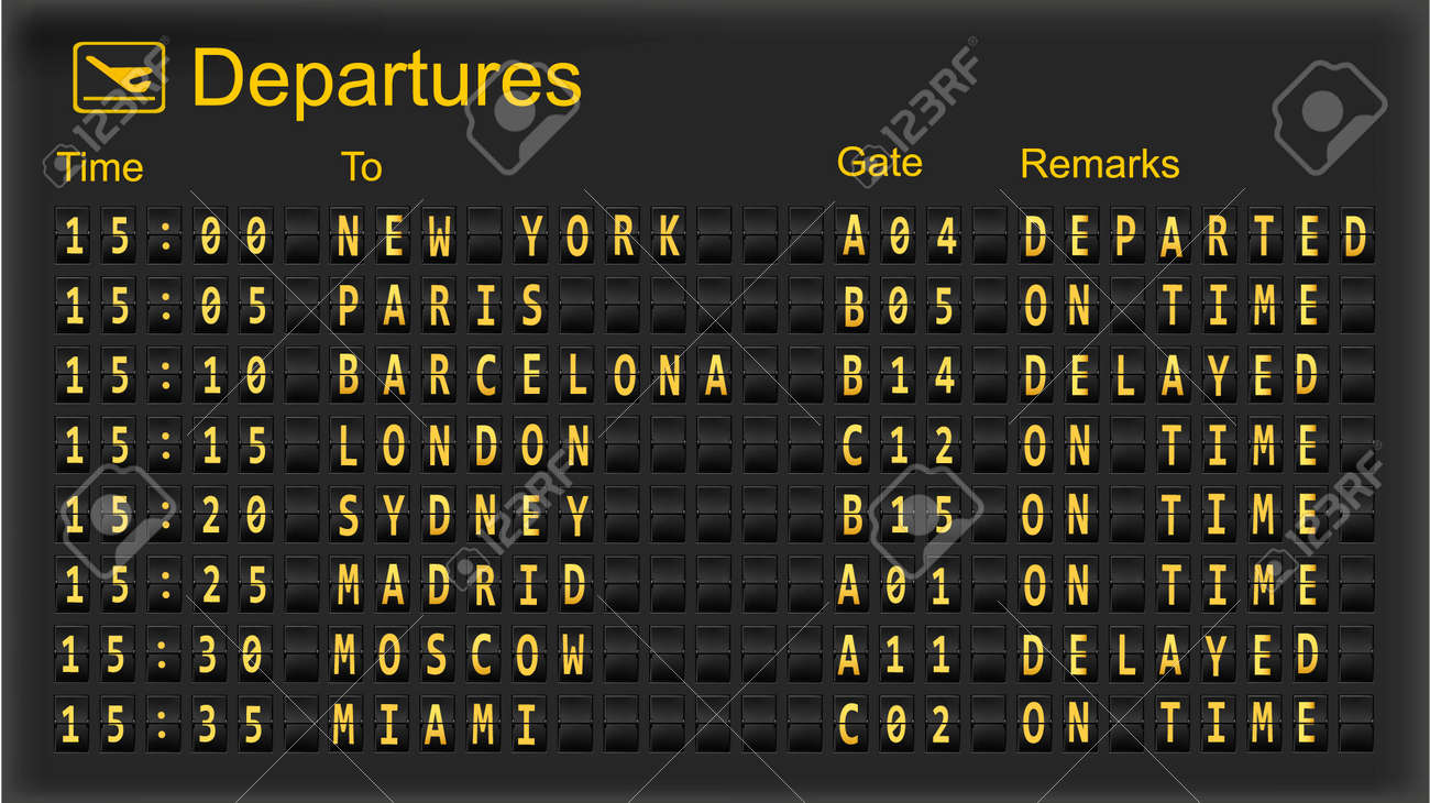 Split Flap Mechanical Departures Board Vector Royalty Free Cliparts Vectors And Stock Illustration Image 266