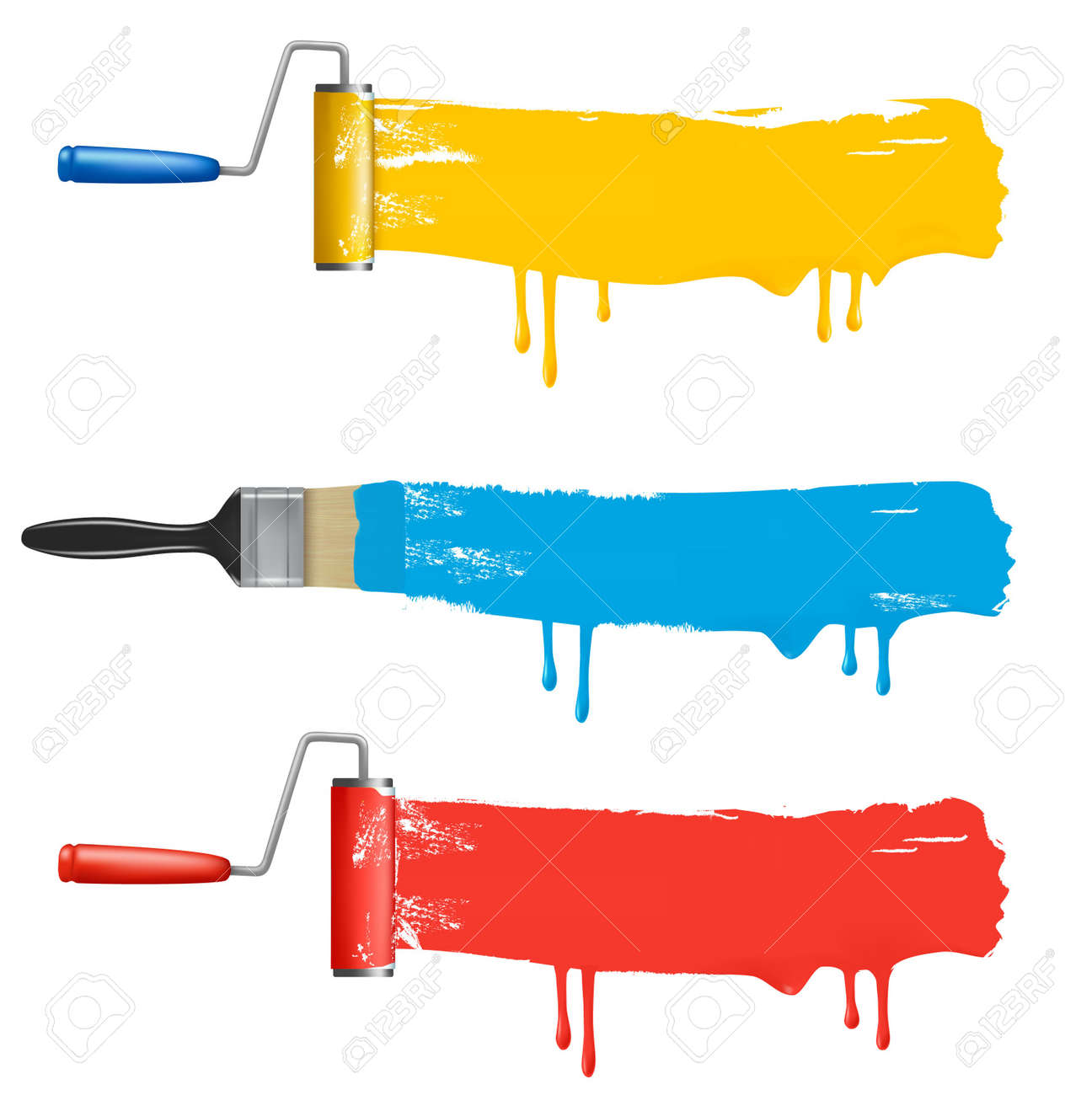 Set Of Colorful Paint Roller Brushes. Royalty Free SVG, Cliparts, Vectors,  and Stock Illustration. Image 9594903., image size:1296x1300