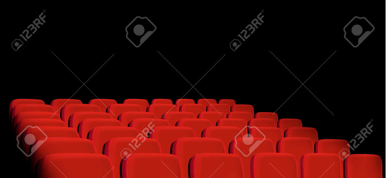 黒地に赤映画館座席の行 ベクトル のイラスト素材 ベクタ Image