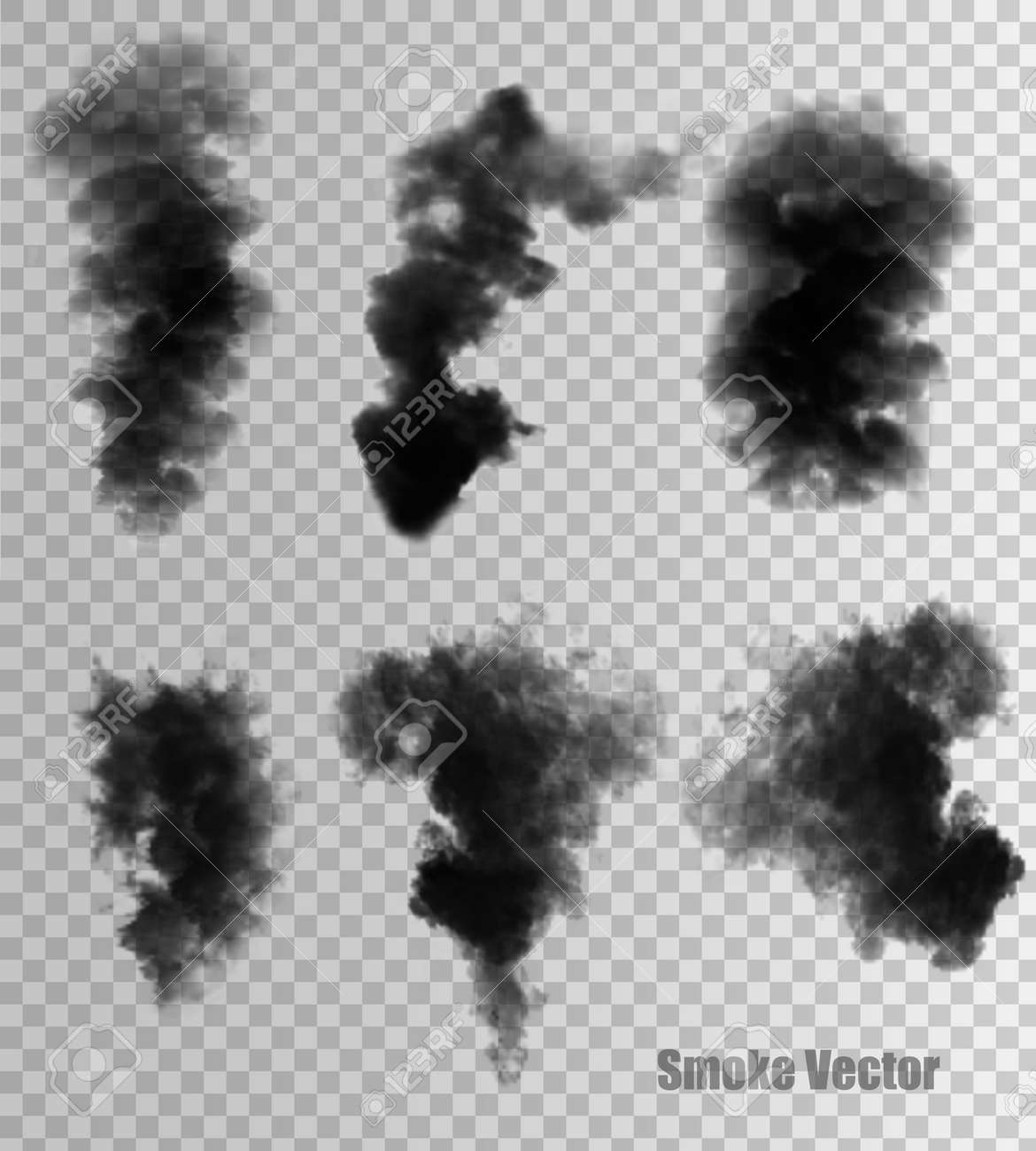 黒い煙のベクトルの透明なセットです のイラスト素材 ベクタ Image