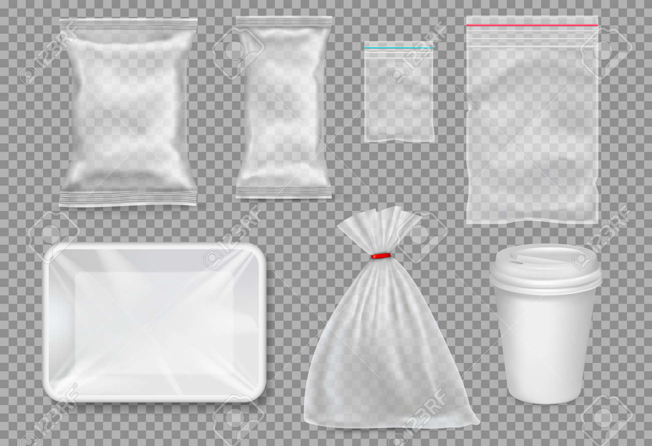 Big set of plastic packaging - sacks, tray, cup. Vector. - 78768543 Big set of plastic packaging - sacks, tray, cup. Vector. - 78768543