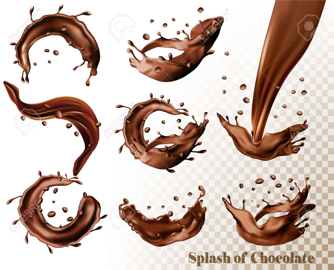 透明な背景の上にチョコレートのスプラッシュの大きなセット ベクトルを設定のイラスト素材 ベクタ Image 透明な背景の上にチョコレートのスプラッシュの大きなセット ベクトルを設定のイラスト素材 ベクタ Image