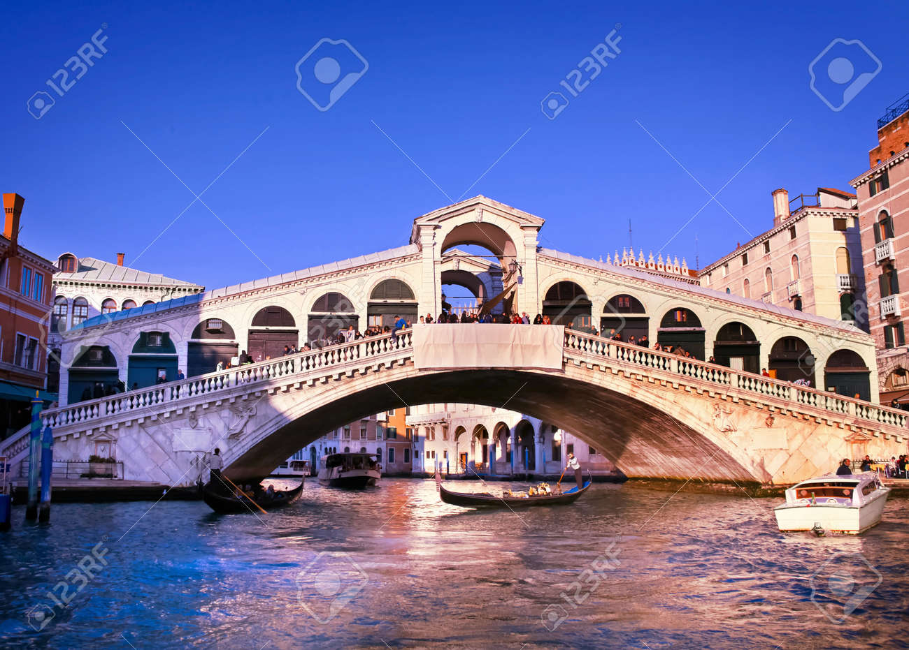 Colorful Rialto Bridge at Grand Canal, Venice, Italy. - 12903794 Colorful Rialto Bridge at Grand Canal, Venice, Italy. - 12903794