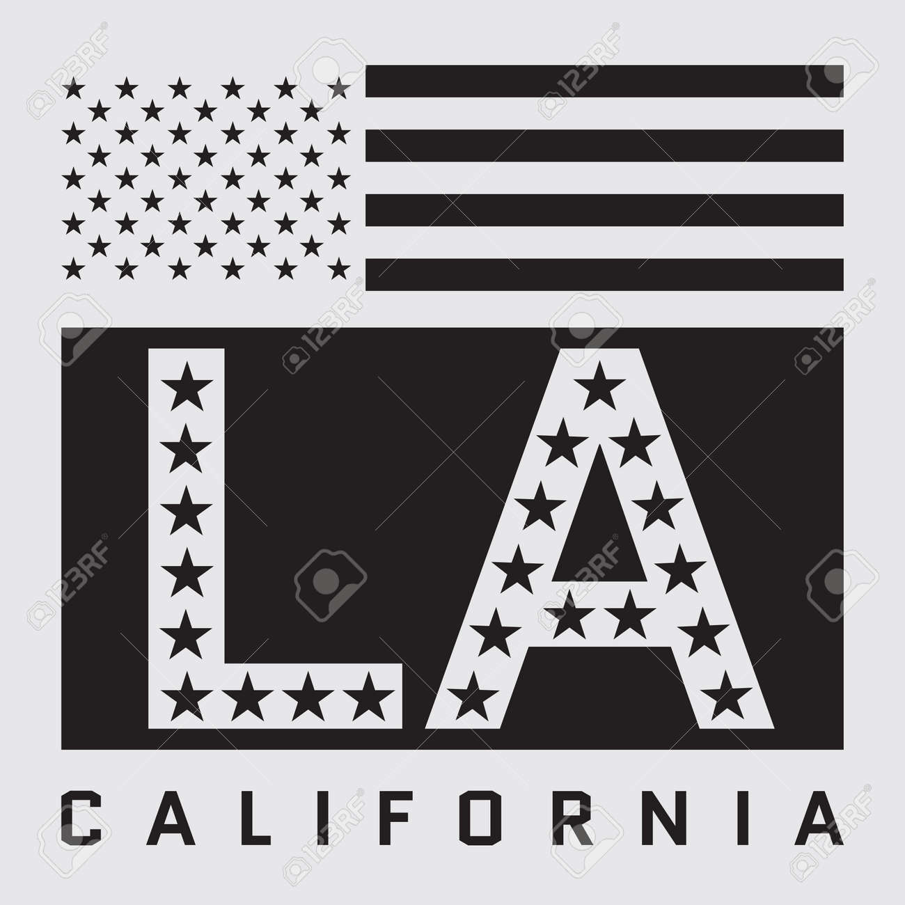 Vector Los Angeles California Typography With American Flag T Shirt Fashion Graphics Original Wear Vector Los Angeles California Typography With American Flag T Shirt Fashion Graphics Original Wear