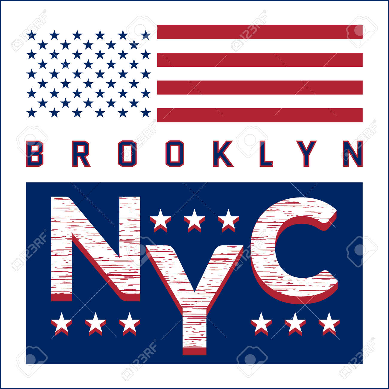 New York Brooklyn Typografie Auf Weißem Hintergrund Mit Der Amerikanischen  Flagge. Sport-T-Shirt Mode-Grafik. Design-Druck Für Sportbekleidung. Nyc  Original Verschleiß. Vektor-Illustration Lizenzfrei Nutzbare  Vektorgrafiken, Clip Arts, Illustrationen ...