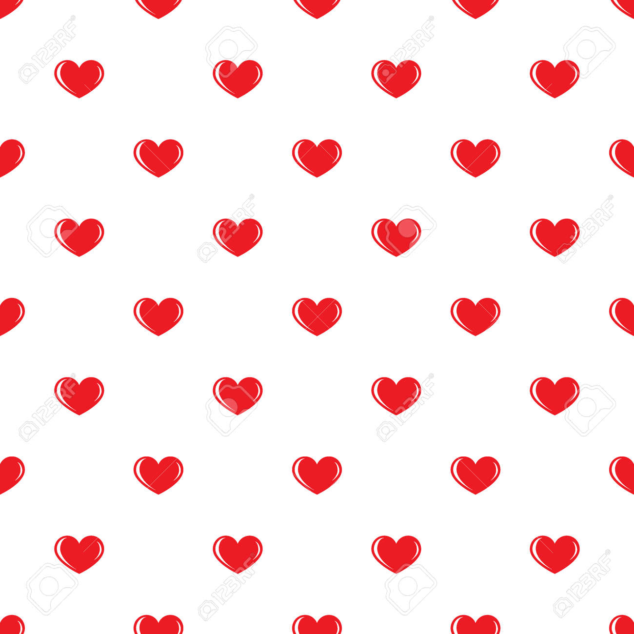 赤い小さなハート 白い背景の上のシームレスなパターン グラフィック ファッション デザイン スタイリッシュなバレンタイン日印刷コンセプト ボリューム効果 生地 背景 壁紙 その他の印刷物の制作 ベクトル のイラスト素材 ベクタ Image