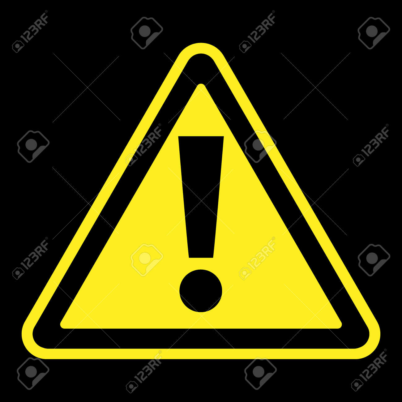 Avertissement De Danger Signe Attention Icone Dans Un Triangle Jaune Avec Point D Exclamation Isole Sur Un Fond Noir Symbole De La Circulation Stock Illustration Banque D Images Et Photos Libres De Droits Image