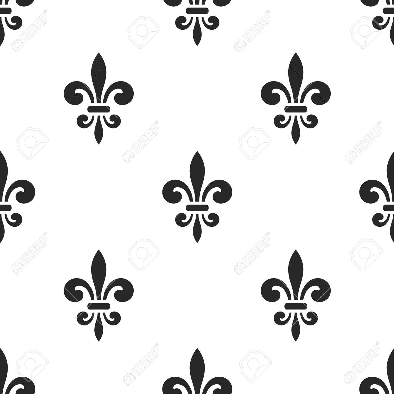 golden fleur de lis seamless pattern black white template floral