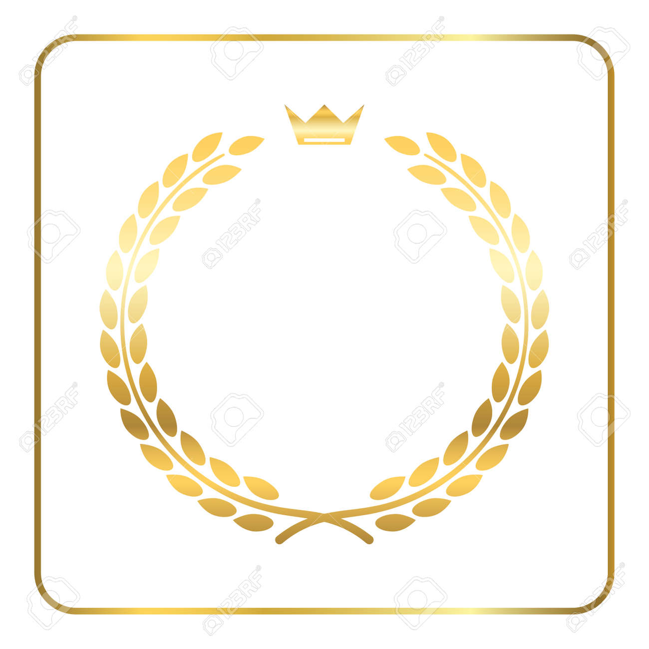 Gold Laurel Wreath With Crown Golden Leaf Emblem Vintage Design Royalty Free Cliparts Vectors And Stock Illustration Image