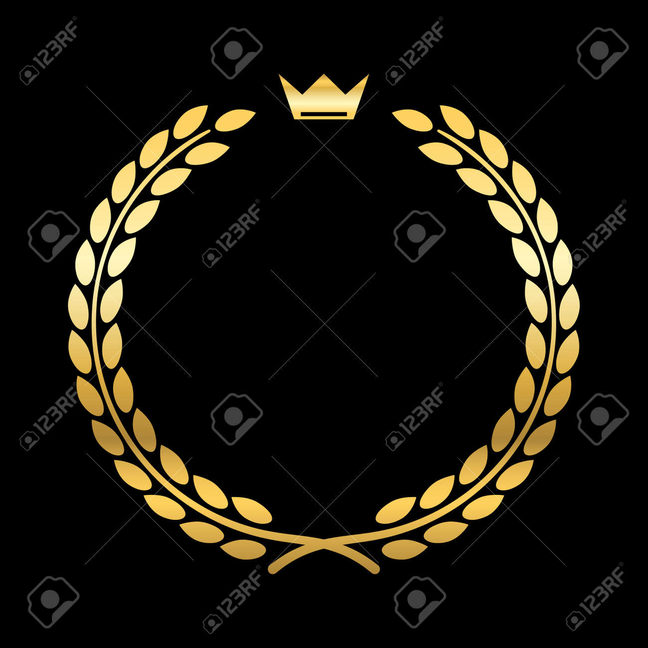 Gold Laurel Wreath With Crown Golden Leaf Emblem Vintage Design Royalty Free Cliparts Vectors And Stock Illustration Image