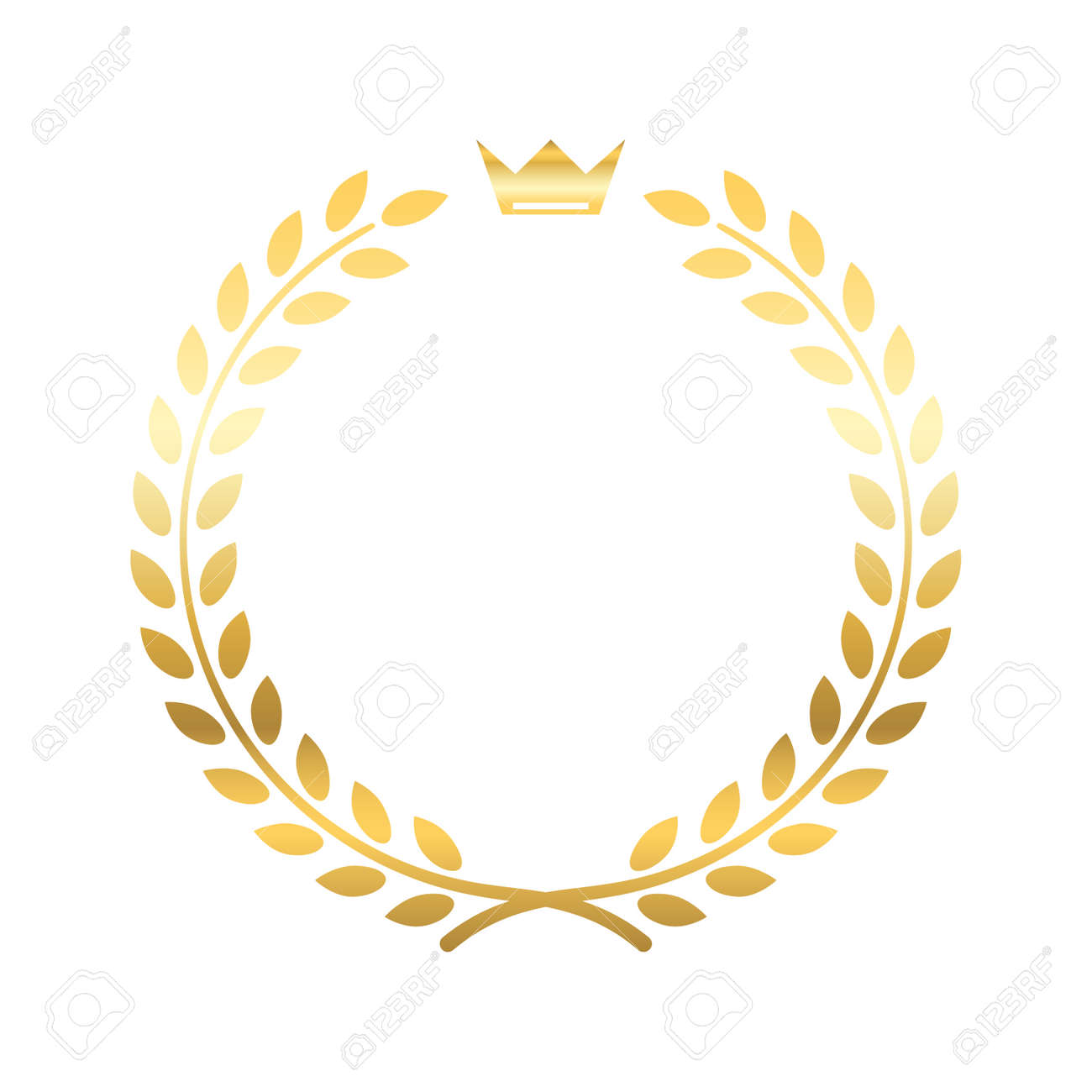 Gold Laurel Wreath With Crown Golden Leaf Emblem Vintage Design Royalty Free Cliparts Vectors And Stock Illustration Image