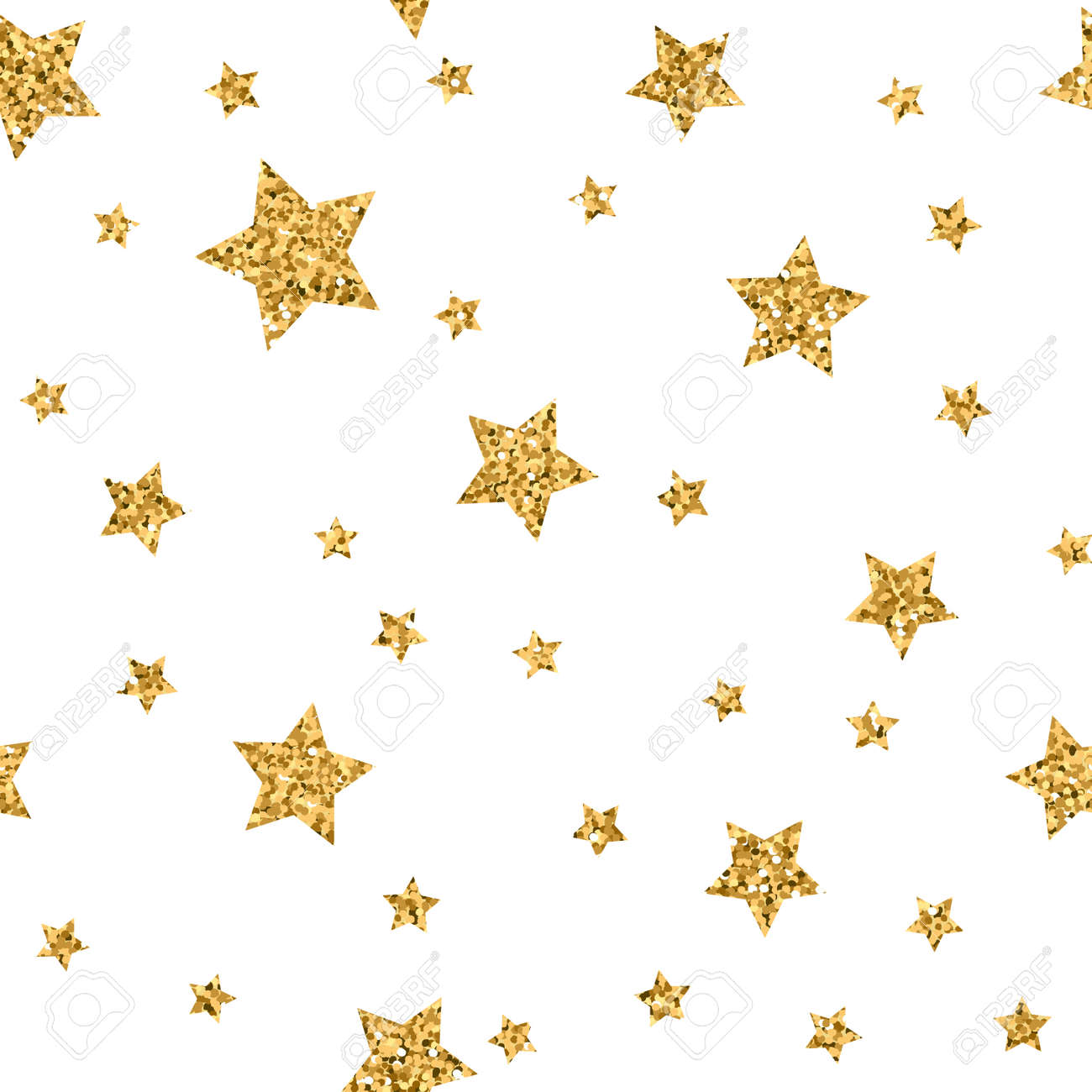 stars polka dots seamless pattern gold and white retro background