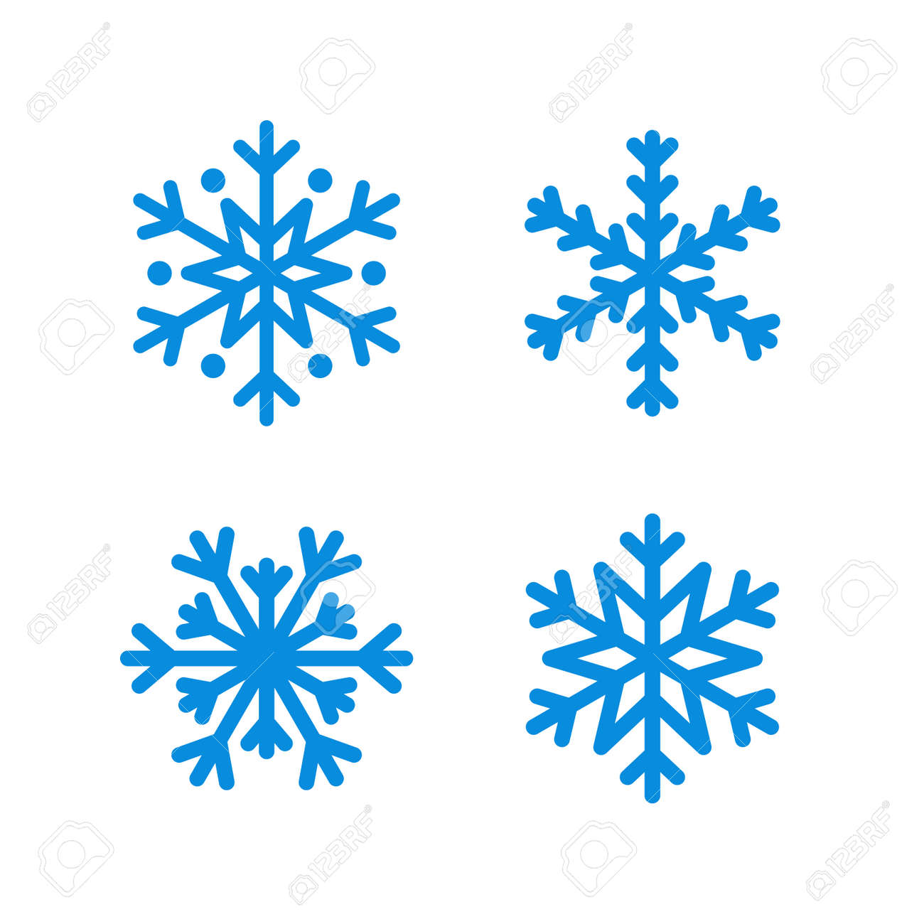 Ensemble D Icones De Flocon De Neige Signes De Flocons De Neige Silhouette Bleue Isoles Sur Fond Blanc Design Plat Symbole De L Hiver Neige Noel Vacances Du Nouvel An Illustration De Decoration Graphique