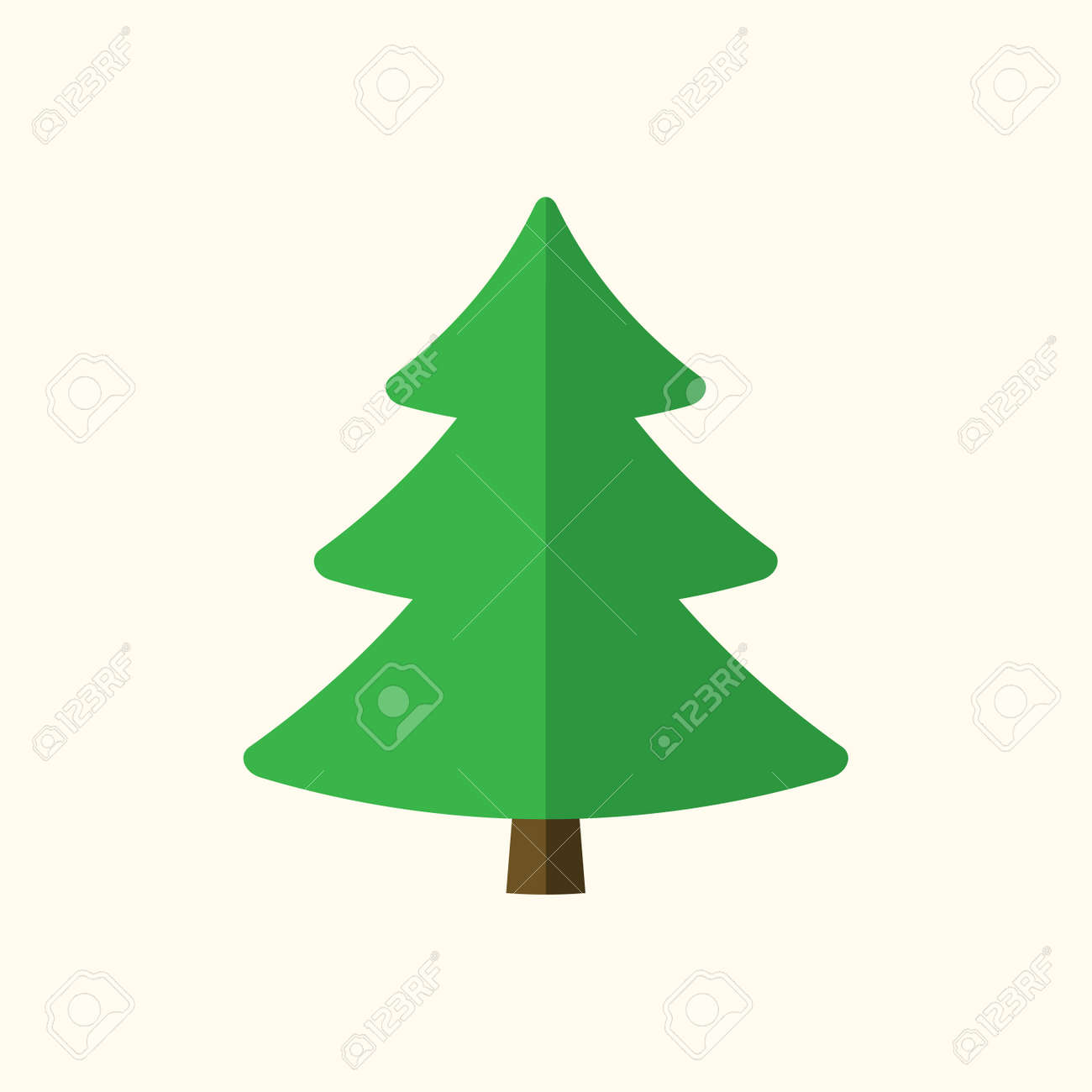 クリスマス ツリーの標識です 簡単な漫画のアイコン 緑テンプレート シルエット 白い背景で隔離 フラットなデザイン 休日 冬 クリスマス 新年のお祝いのシンボル ベクトル図 のイラスト素材 ベクタ Image