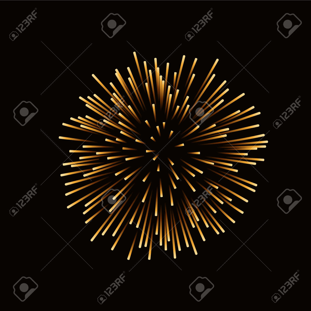 Fogo De Artificio Dourado Isolado Fogo De Artificio Dourado Bonito Em Fundo Preto Decoracao Brilhante Para O Cartao De Natal Celebracao Do Feliz Ano Novo Aniversario Festival Desenho Plano Ilustracao Vetorial Ilustraciones