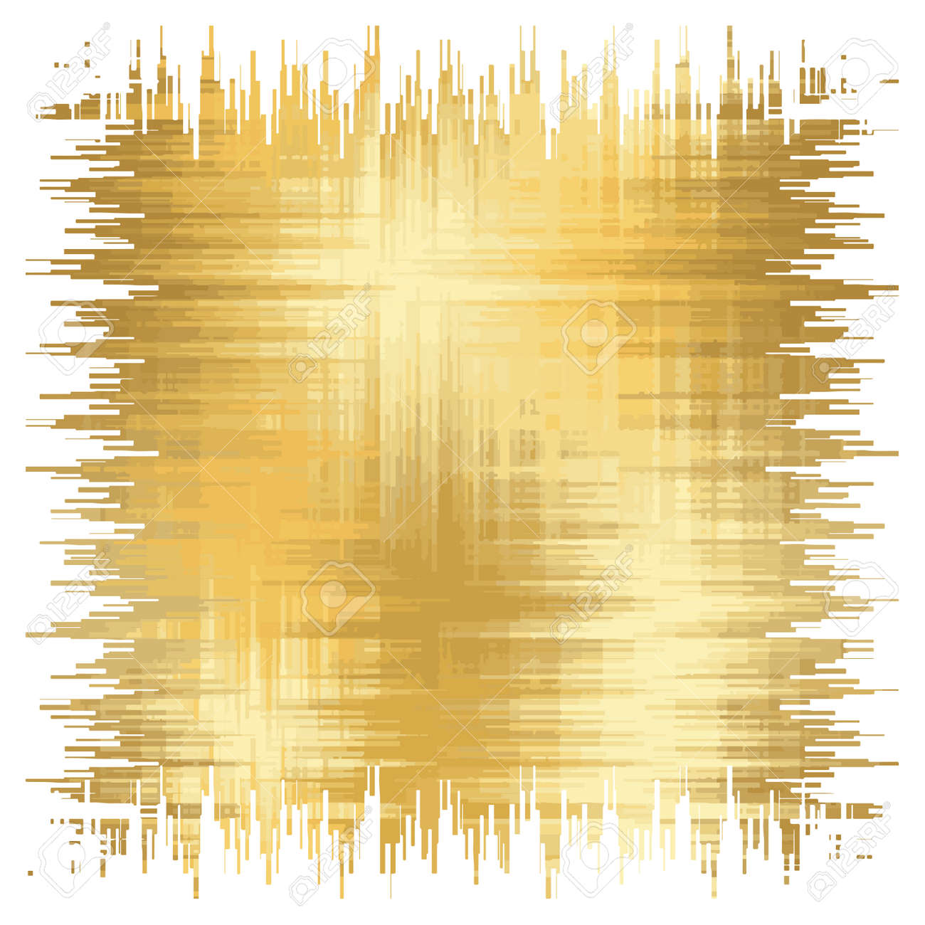 gold glitter texture square border template isolated on white