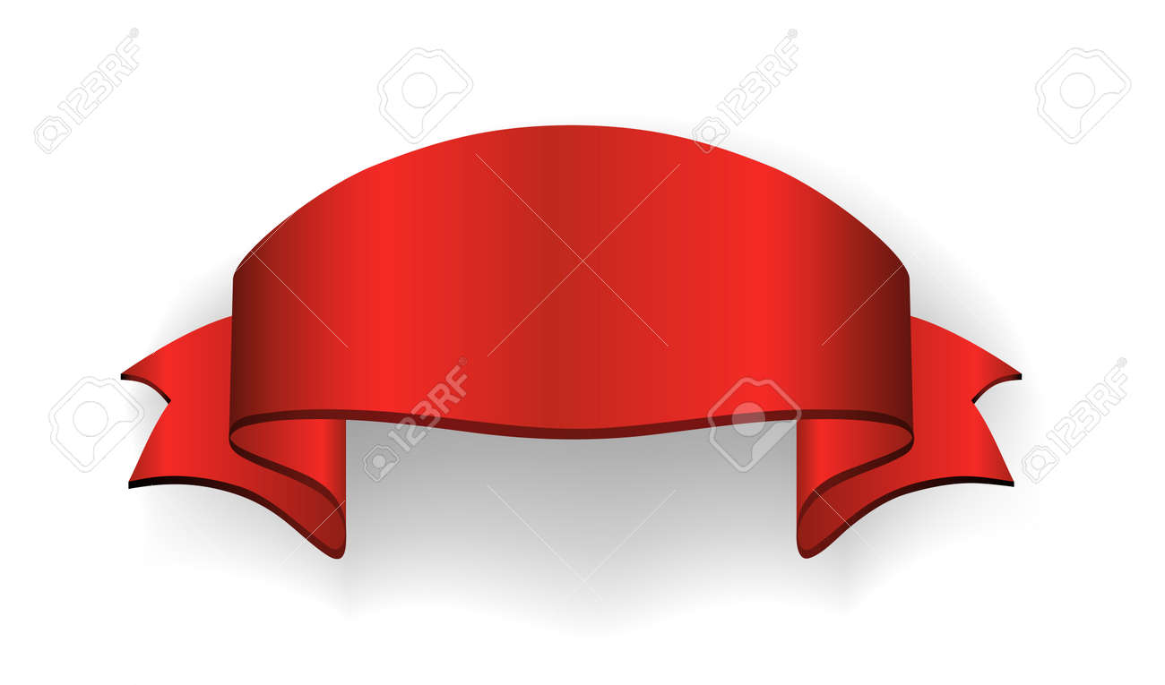 red ribbon banner satin blank design label scroll ribbon bow