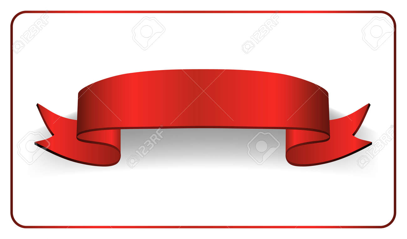 red ribbon banner satin glossy bow blank design label scroll ribbon banner template