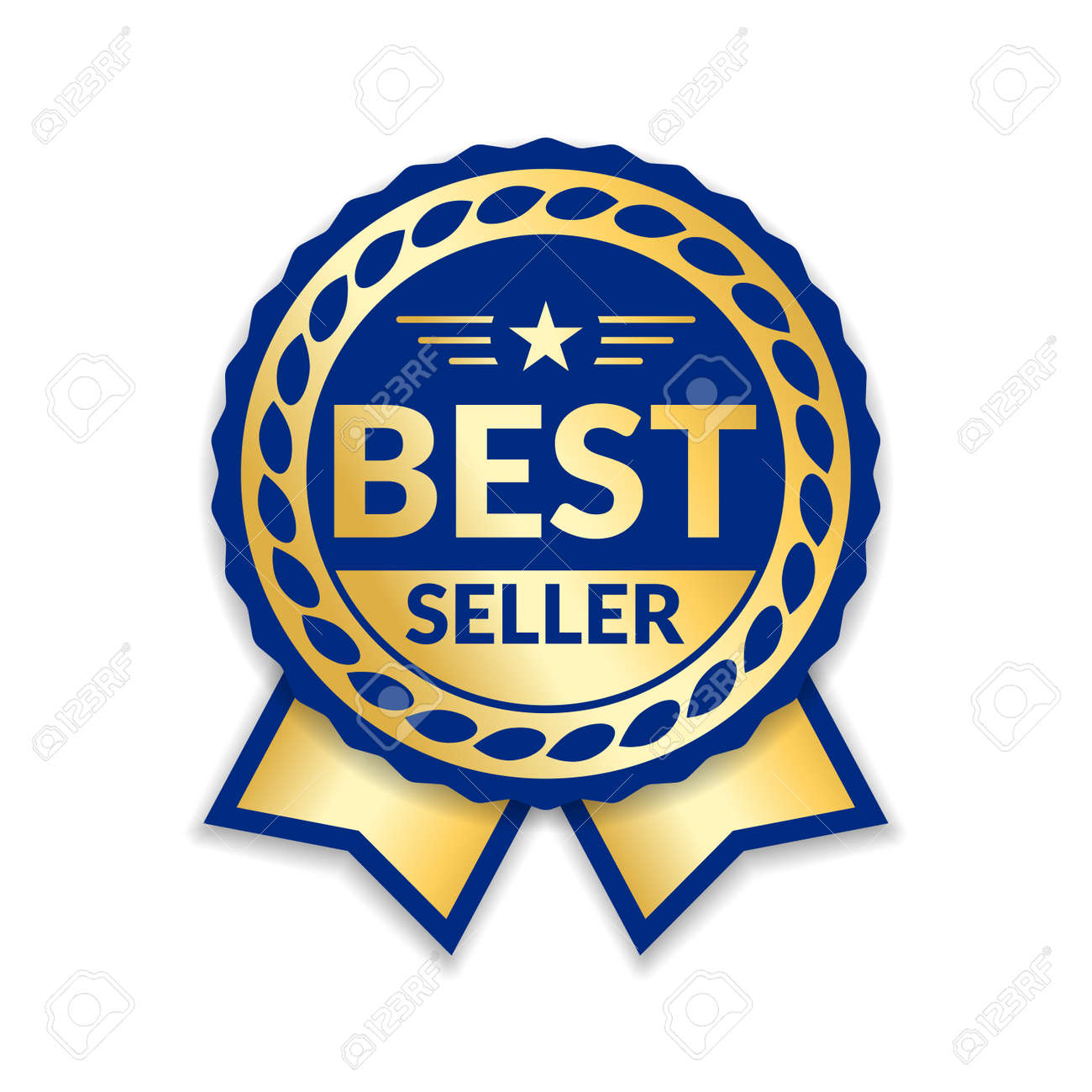 ribbon award best seller gold ribbon award icon isolated white