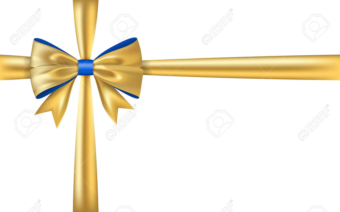 gold gift bow ribbon golden bow tie isolated 3d shiny gift