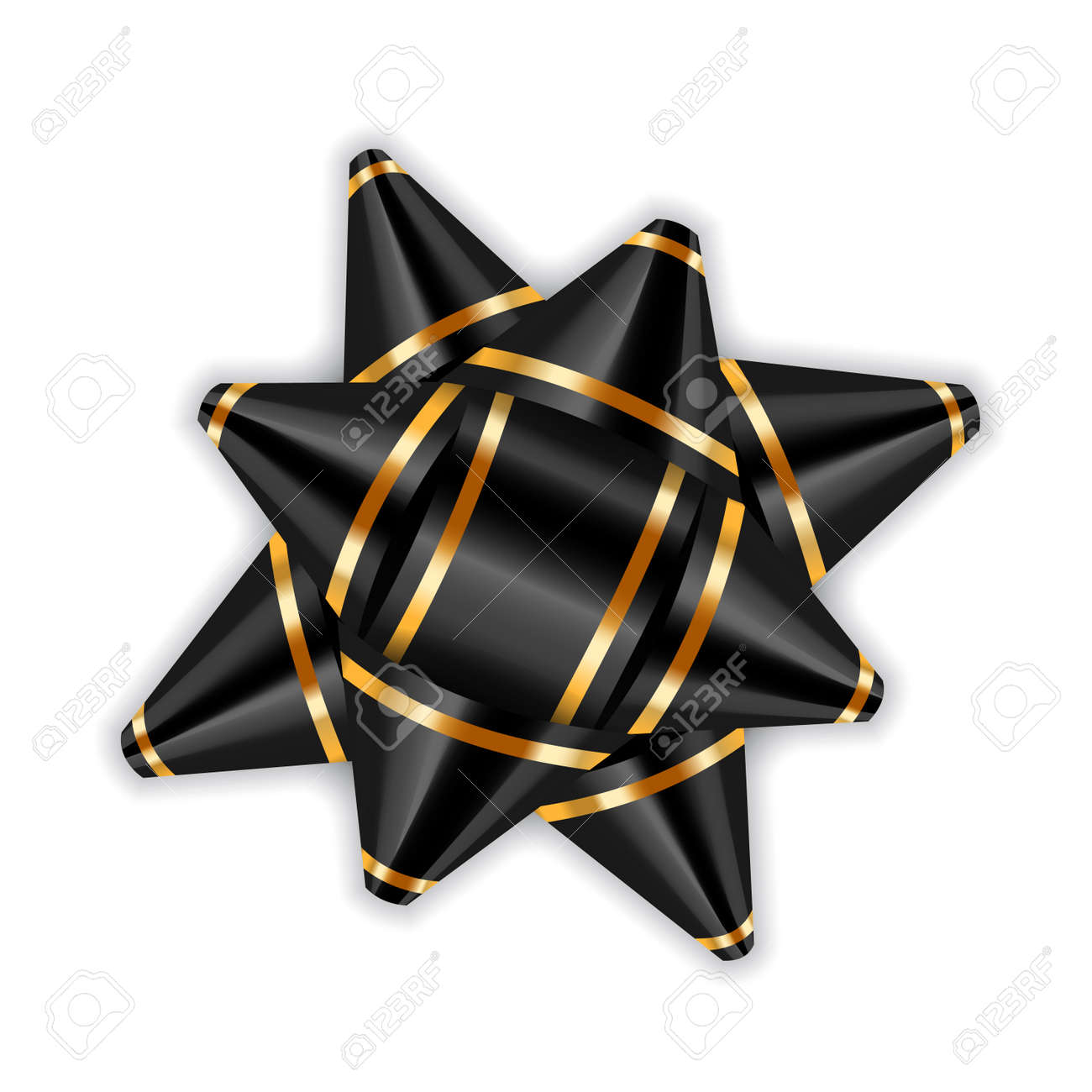 black gold bow ribbon decor element package shiny golden template