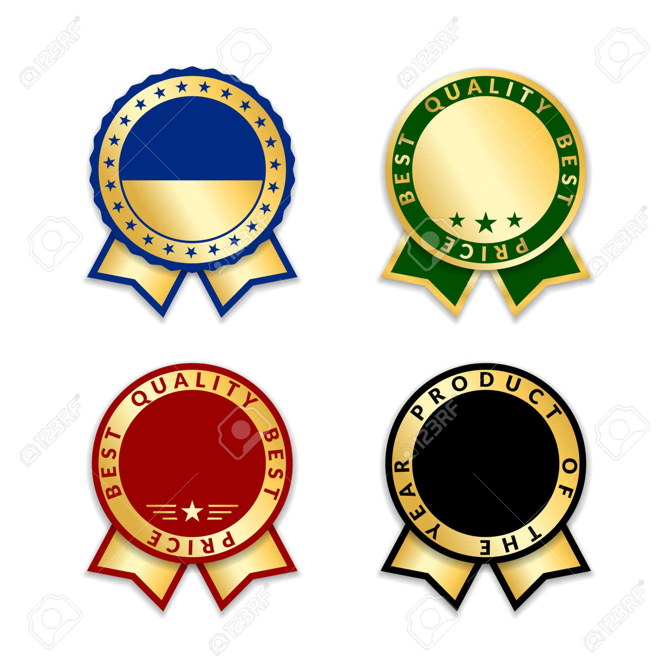 ribbon award best price labels set gold ribbon award icons isolated