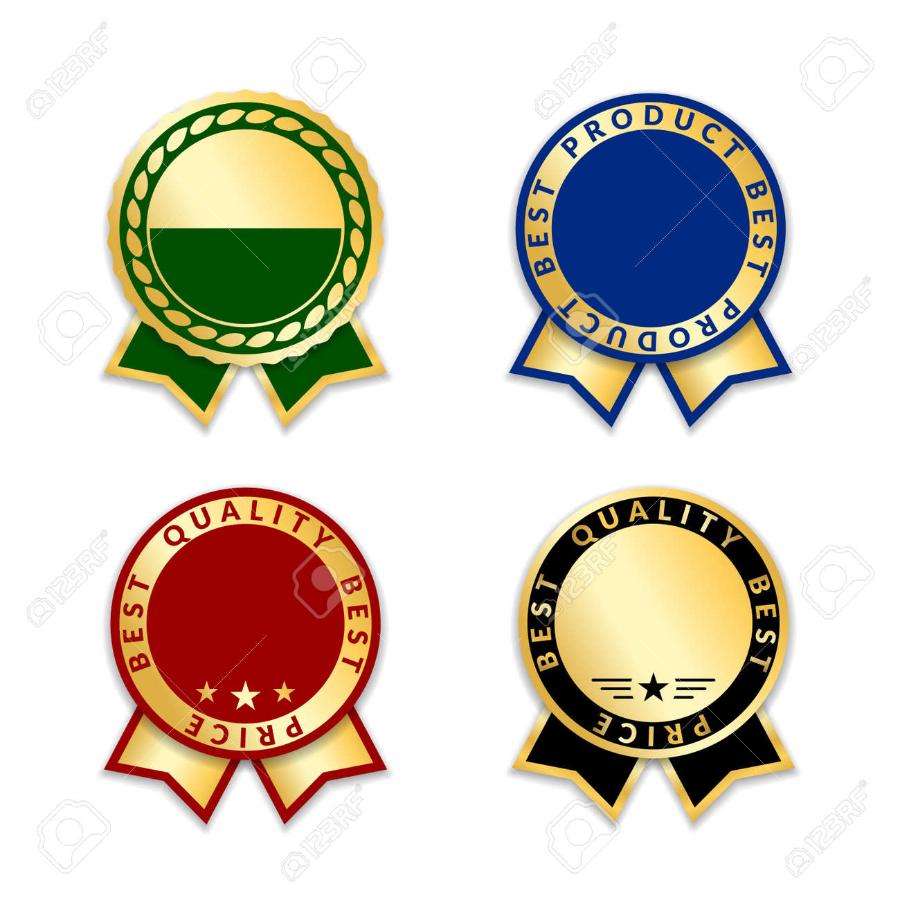 ribbons award best product of year set gold ribbon award icons