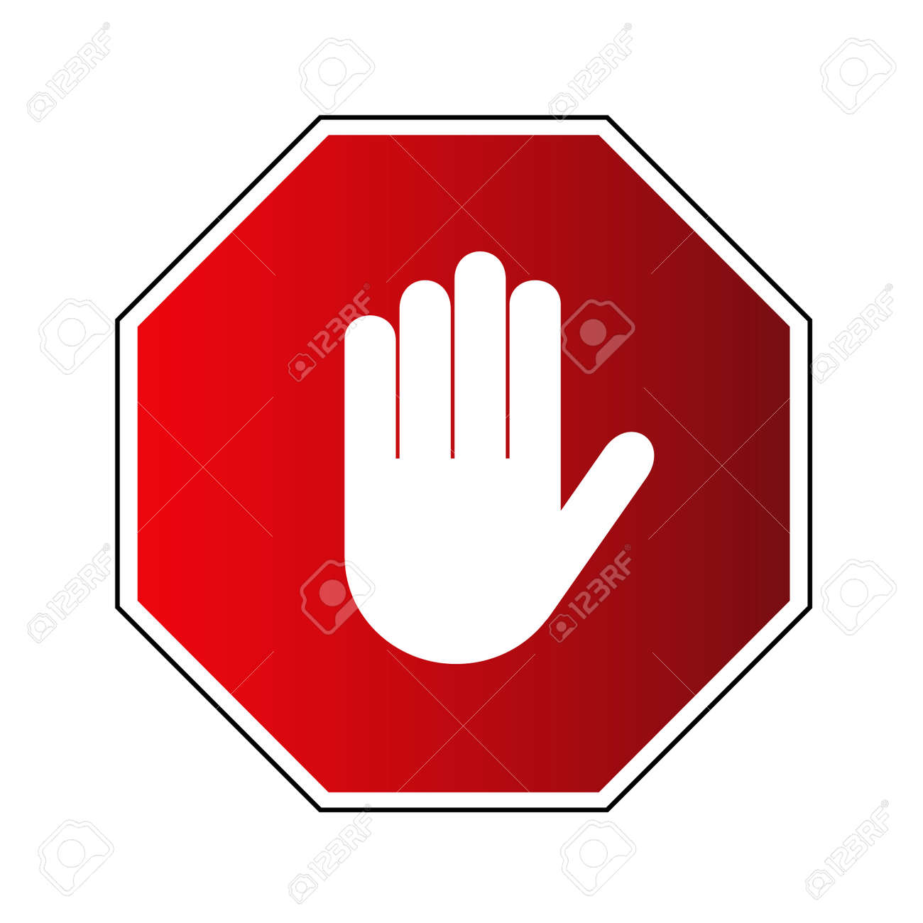 stop road sign prohibited warning icon palm in red octagon