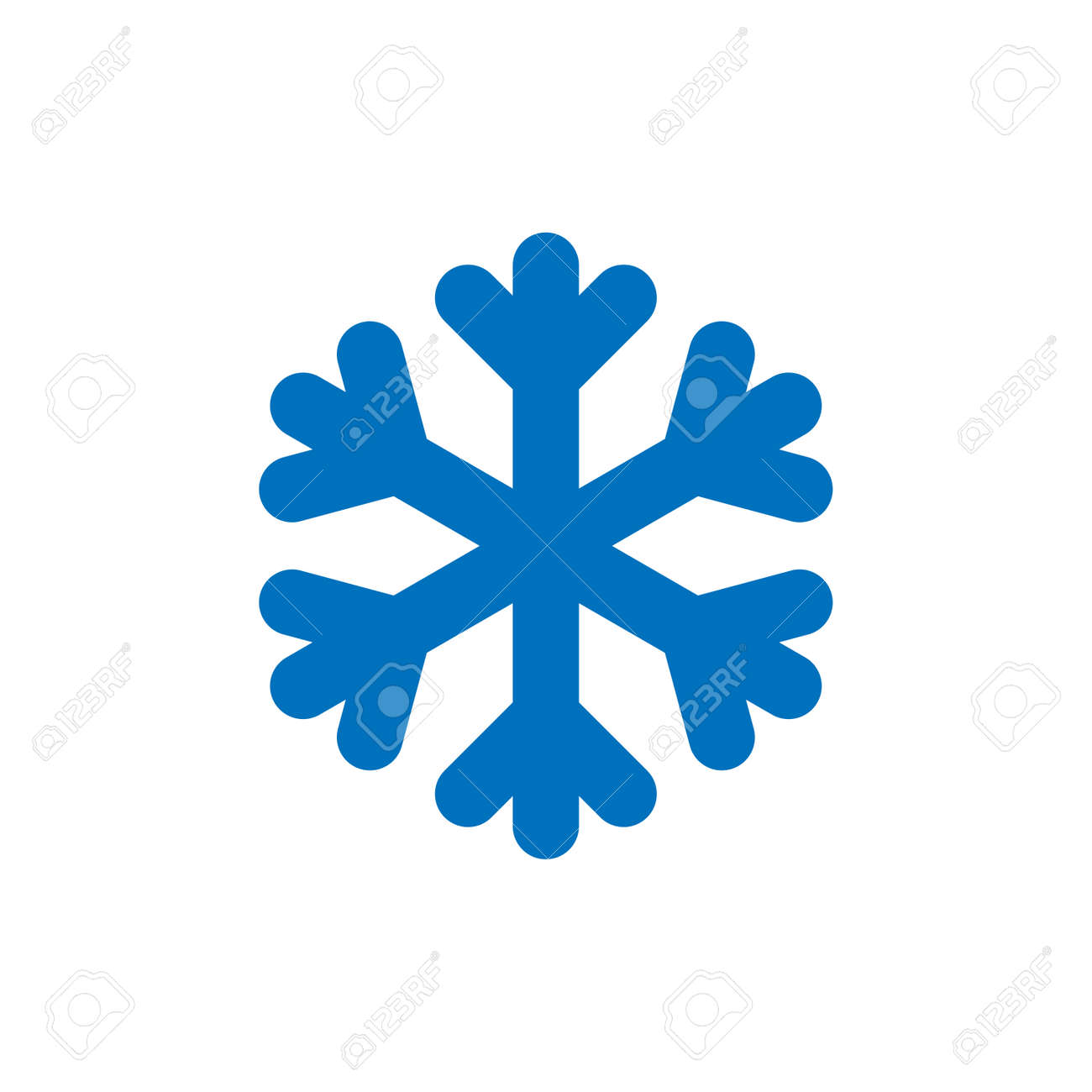 スノーフレークサイン青い雪片のアイコンは 白い背景に分離されています スノーフレークシルエット 雪 休日 寒い天候 霜のシンボル 冬のデザイン要素 ベクトルイラスト のイラスト素材 ベクタ Image
