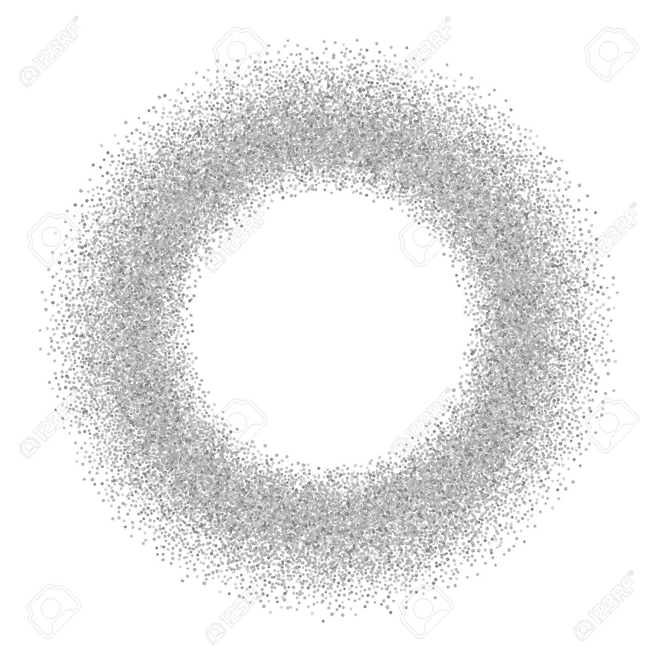Silver Circle Glitter Frame Gray Confetti Dots Round On White