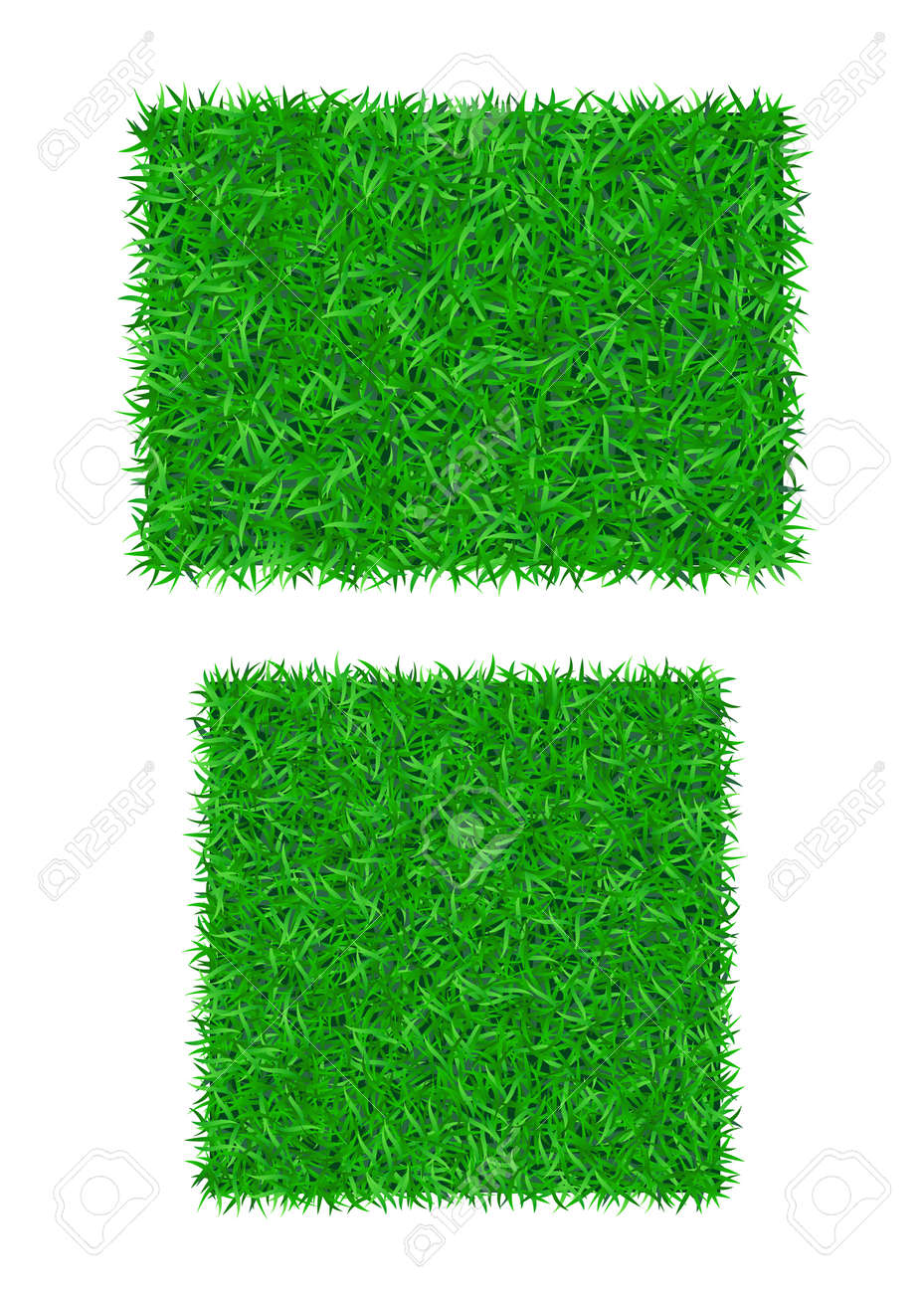 Green Grass Background 3D Set Isolated. Lawn Greenery Nature Field ...