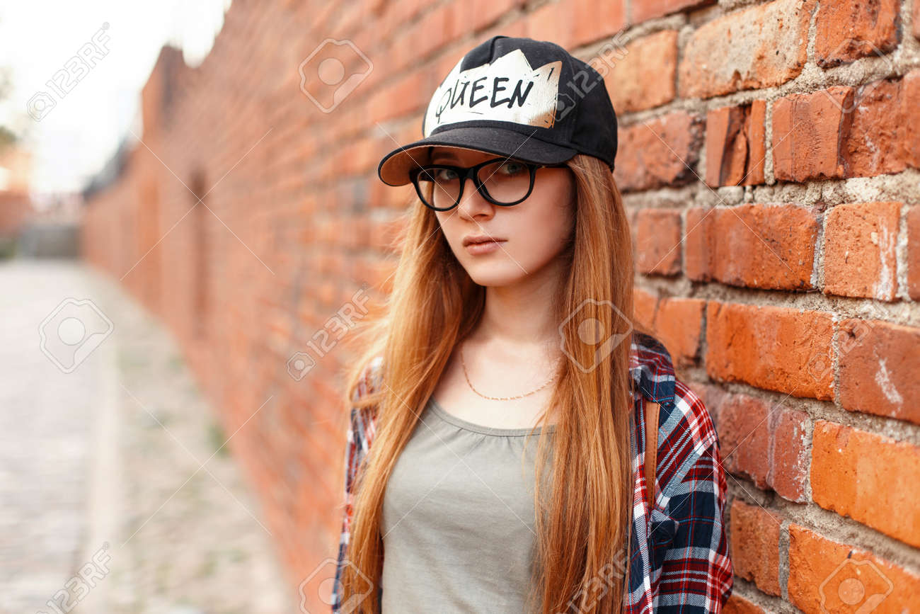 stylish girl with hat