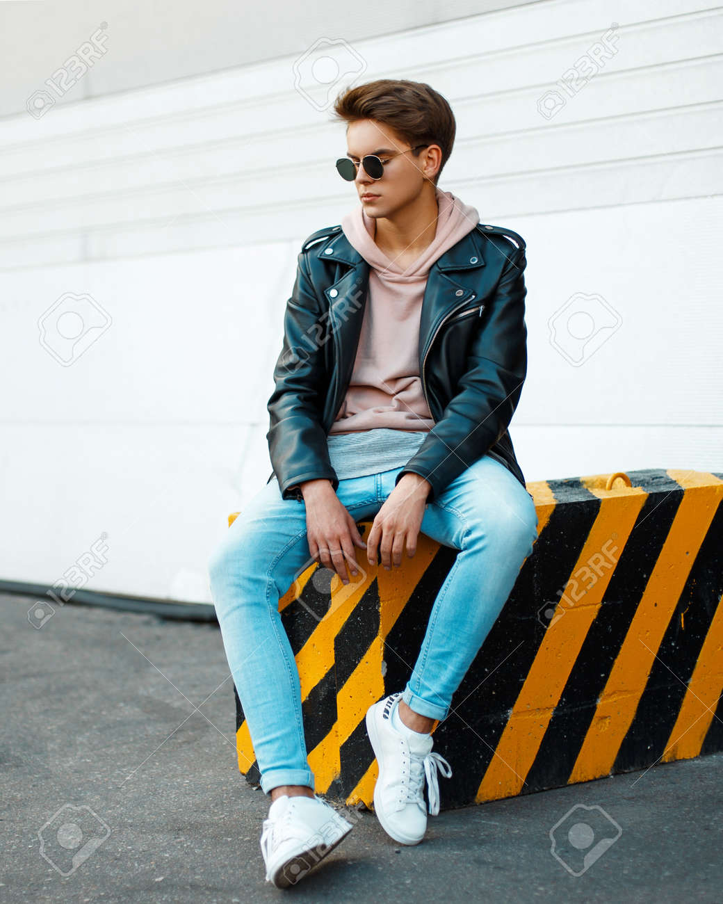 blue jeans black jacket