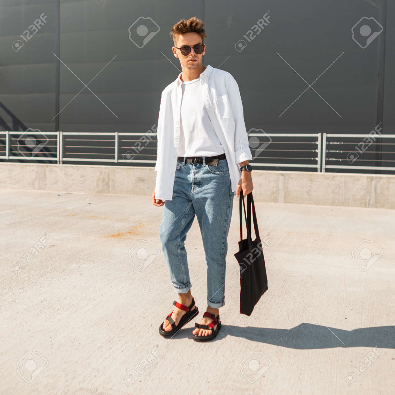 jeans and a nice shirt
