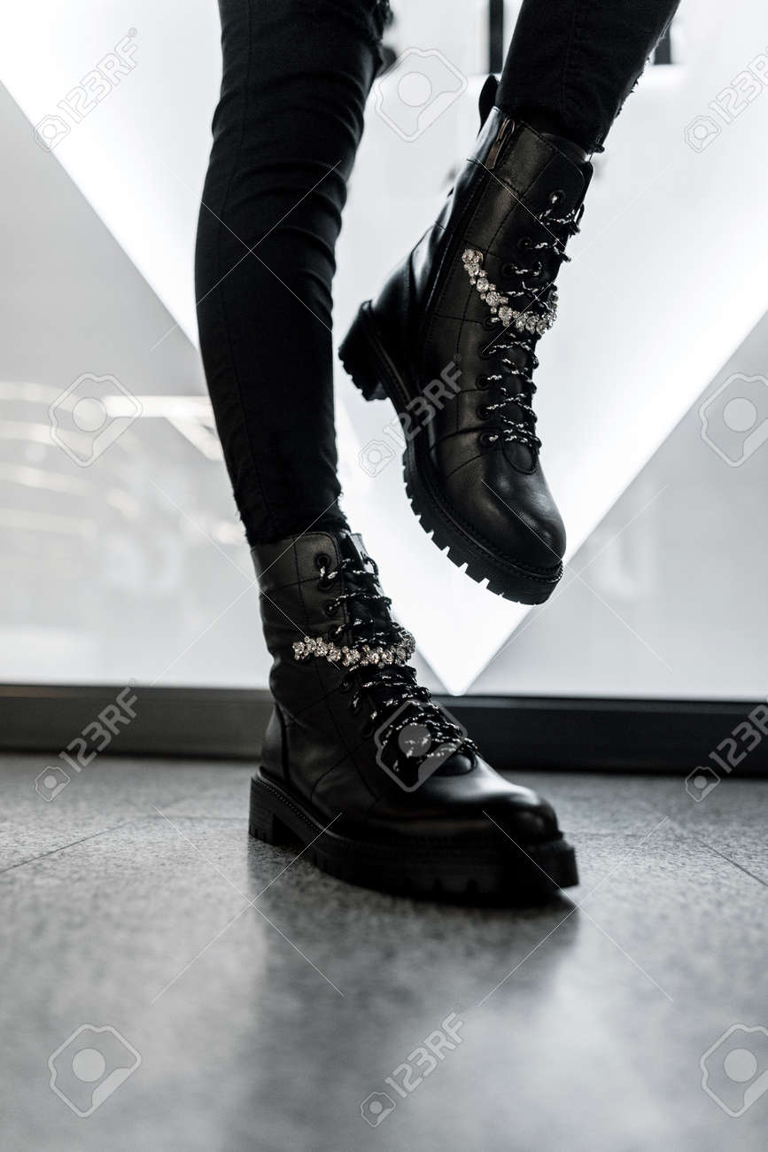 trendy leather boots