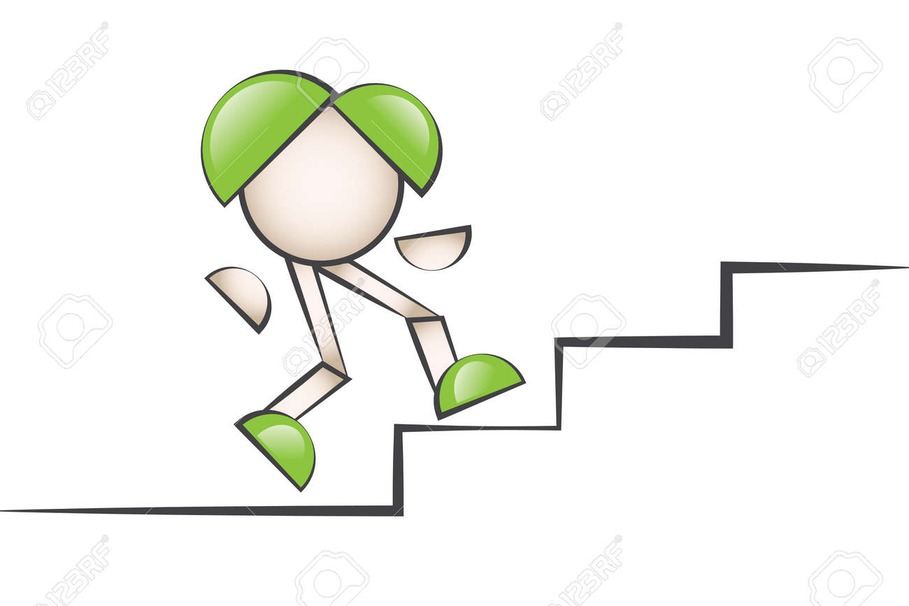 階段の漫画のキャラクター 課題に取り組んでいます のイラスト素材 ベクタ Image