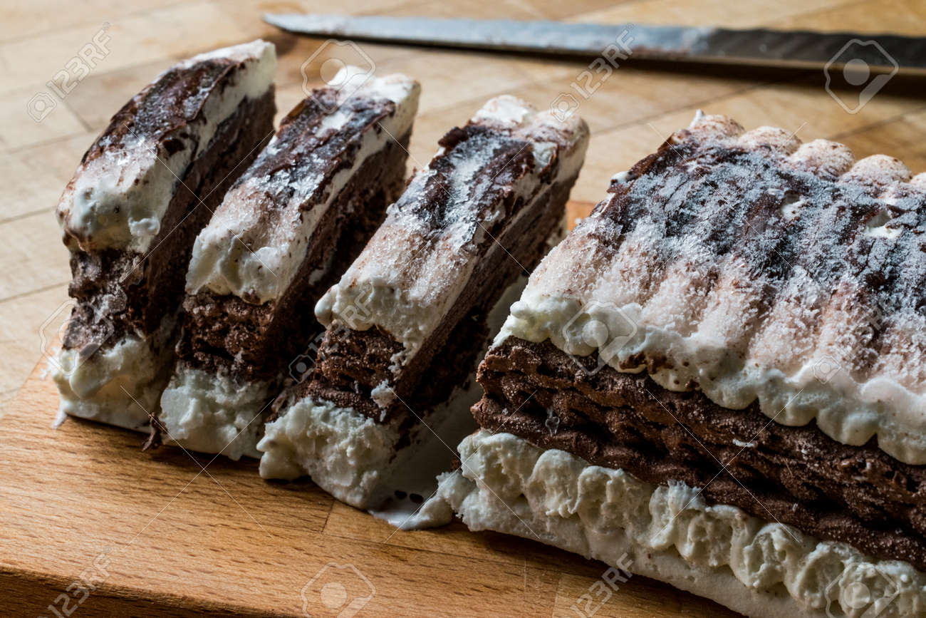 Semifreddo Cake Ice Cream With Chocolate And Vanilla Semi Frozen Dessert Italian Dessert Stock Photo Picture And Royalty Free Image Image