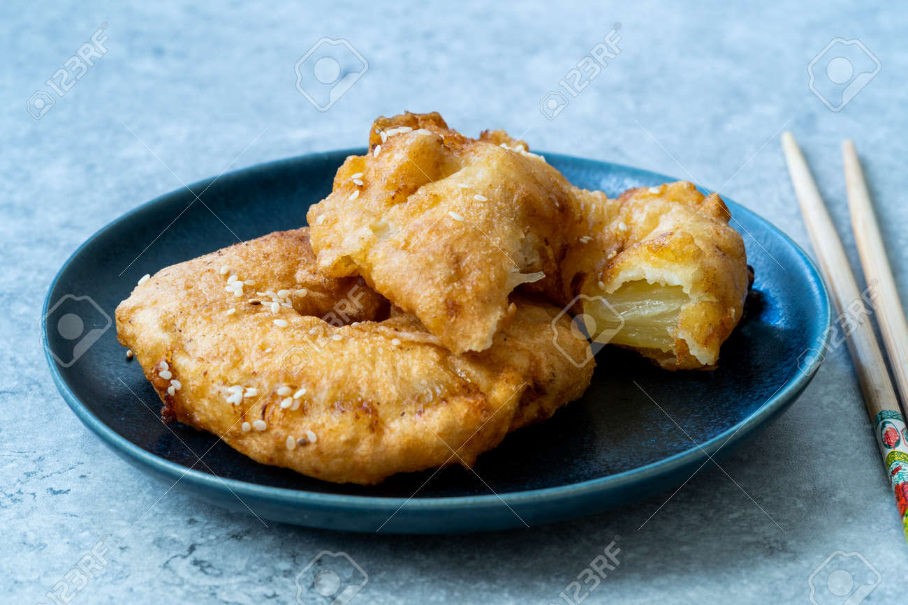 Fried Pineapple Fritters Caramelized With Cinnamon And Sesame Stock Photo Picture And Royalty Free Image Image 135815754