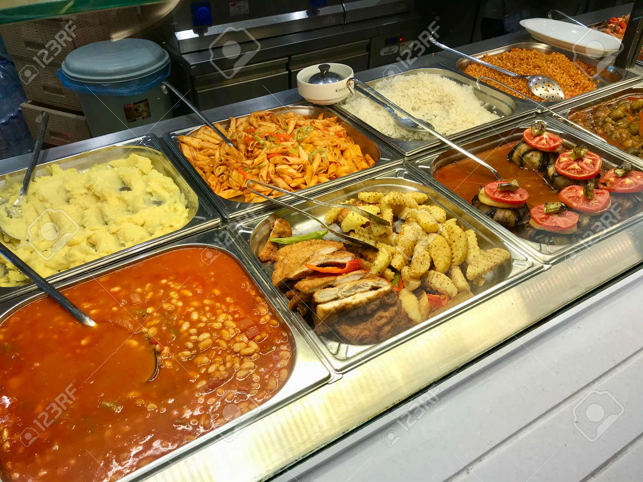 Traditional Local Turkish Restaurant Food in Showcase. Ready to Eat Traditional Food. - 151251418 Traditional Local Turkish Restaurant Food in Showcase. Ready to Eat Traditional Food. - 151251418