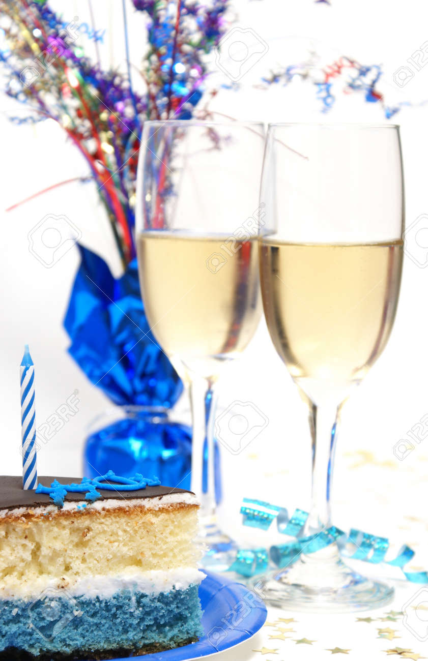 A Slice Of Cake In Front Of Two Glasses Of Champagne. Stock Photo, Picture  and Royalty Free Image. Image 7617902., image size:841x1300