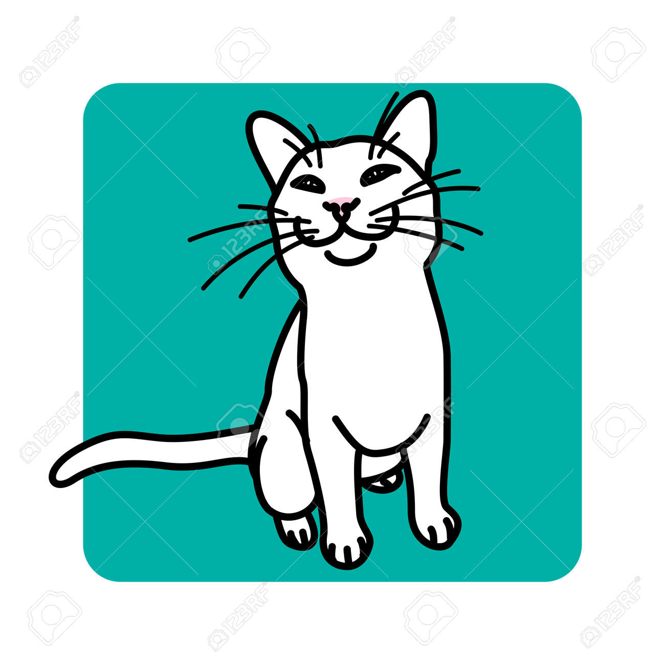 Illustration Vectorielle De Chat Blanc En Style Dessin Anime Clip Art Libres De Droits Vecteurs Et Illustration Image