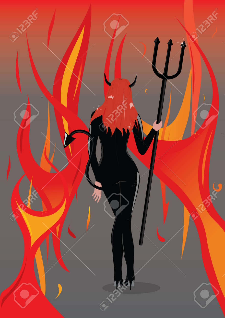 Devil Girl With Flame Background Stock Photo, Picture and Royalty Free  Image. Image 11539921., image size:919x1300