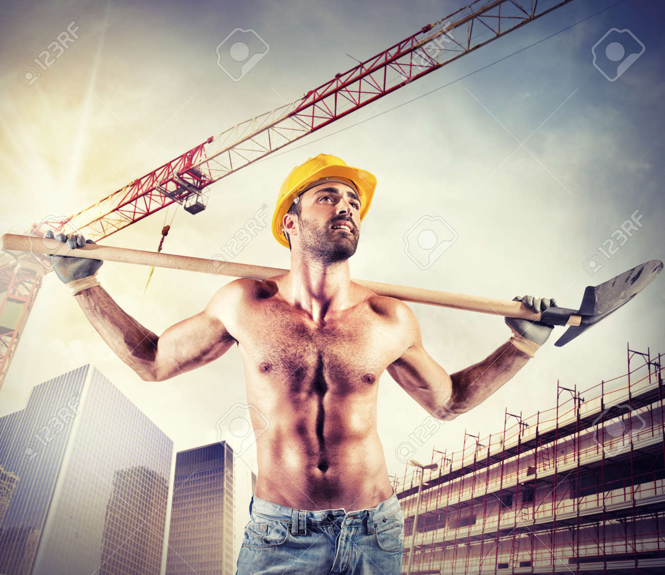 Sexy Mason Working On A New Building Stock Photo, Picture and Royalty Free  Image. Image 30399850.