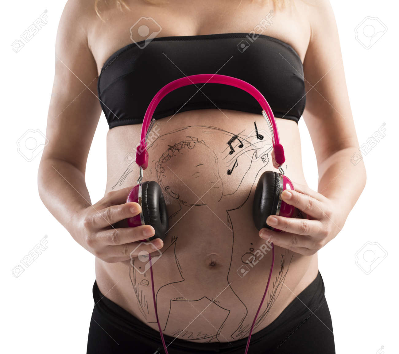 Bebe Dans Le Ventre Mere Ecoute De La Musique Banque D Images Et Photos Libres De Droits Image