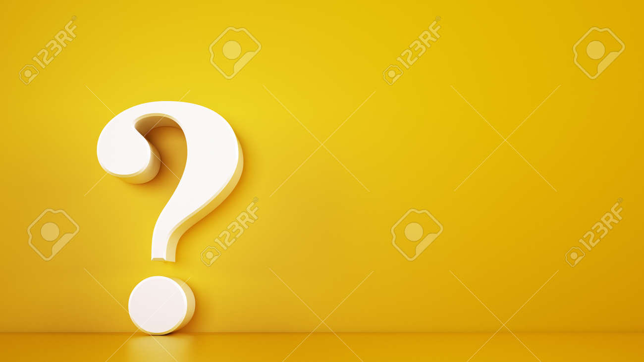 Big white question mark on a yellow background. 3D Rendering - 128603210 Big white question mark on a yellow background. 3D Rendering - 128603210