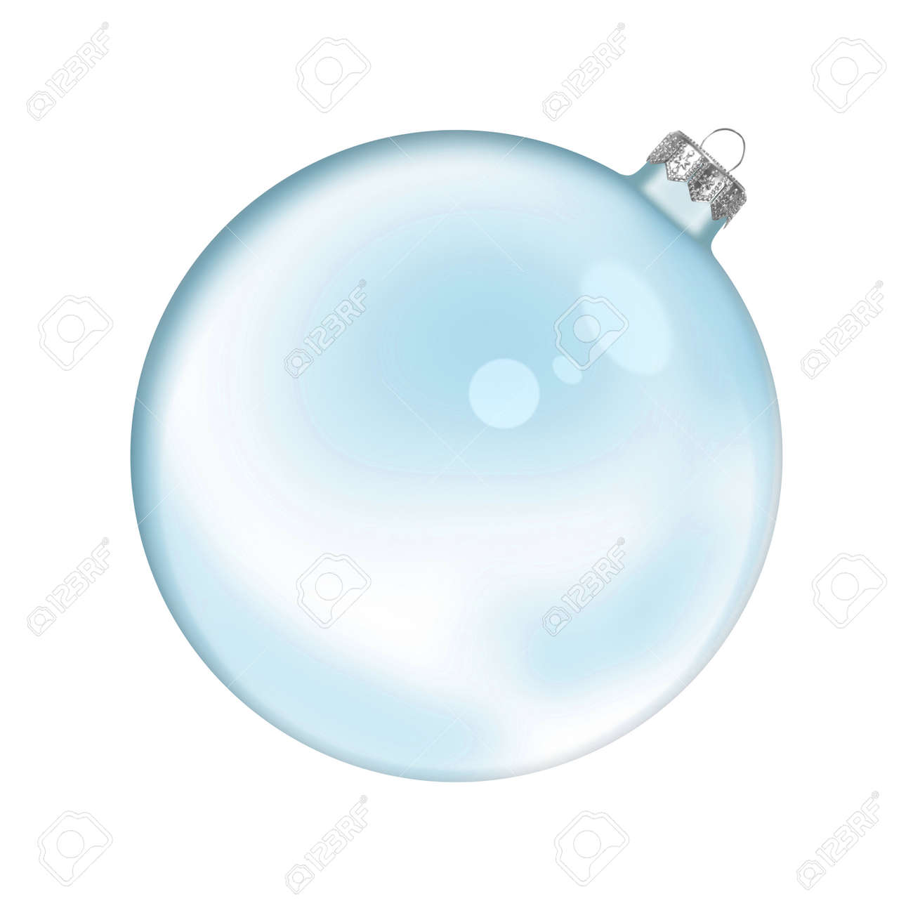Noël En Verre Bleu Boule Transparente Isolé Sur Fond Blanc