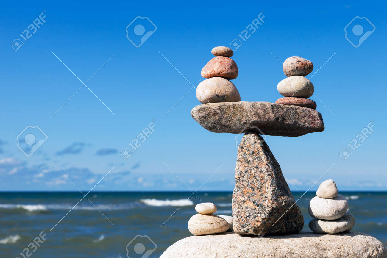 Concept Of Harmony And Balance Balance Stones Against The Sea Rock Zen In The Form Of Scales Stock Photo Picture And Royalty Free Image Image 59783999