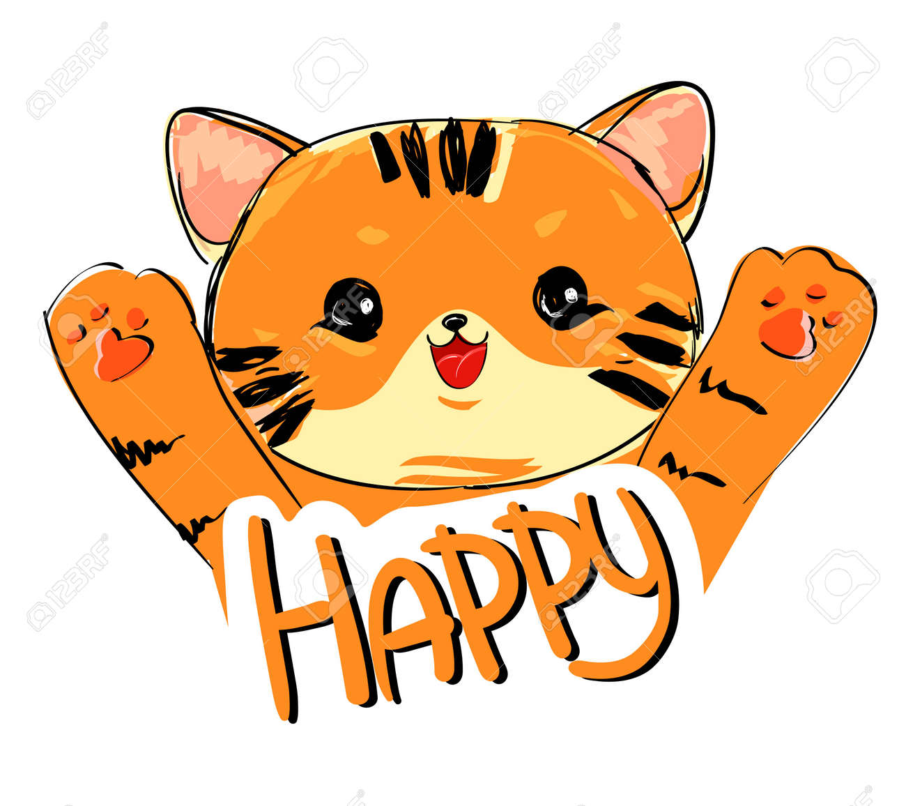 手描きかわいい虎ベクトルイラスト のイラスト素材 ベクタ Image 9316