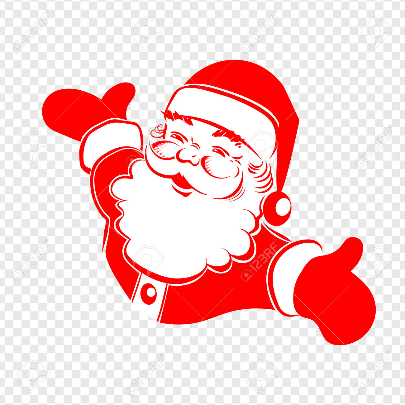 A Drawing Of Santa Claus Hands Are Bred In Different Directions