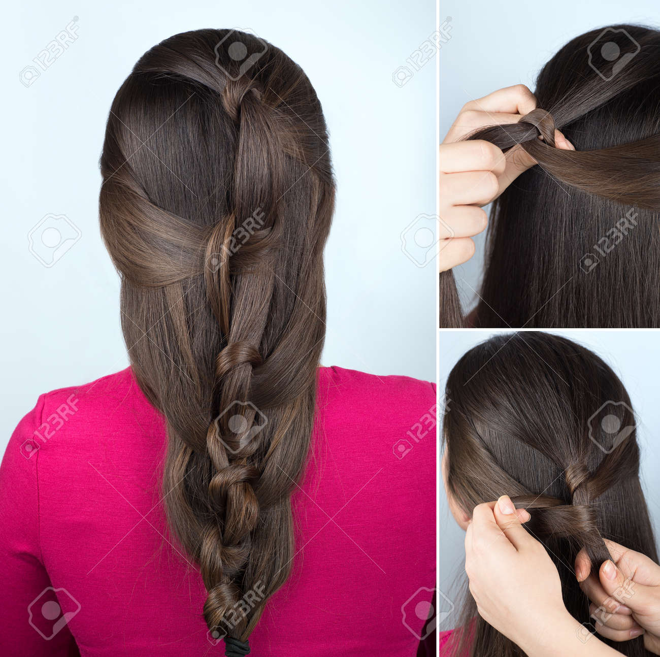 simple hairstyle twisted plait tutorial. Easy hairstyle for long hair. Hairstyle of twisted knots. Hairstyle tutorial step by step - 66659560 simple hairstyle twisted plait tutorial. Easy hairstyle for long hair. Hairstyle of twisted knots. Hairstyle tutorial step by step - 66659560